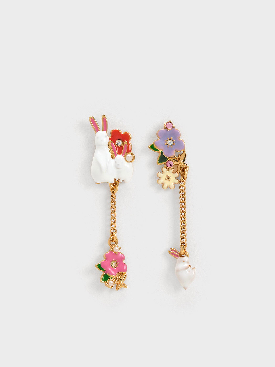 Rabbit Flower Drop Earrings, Multi, hi-res