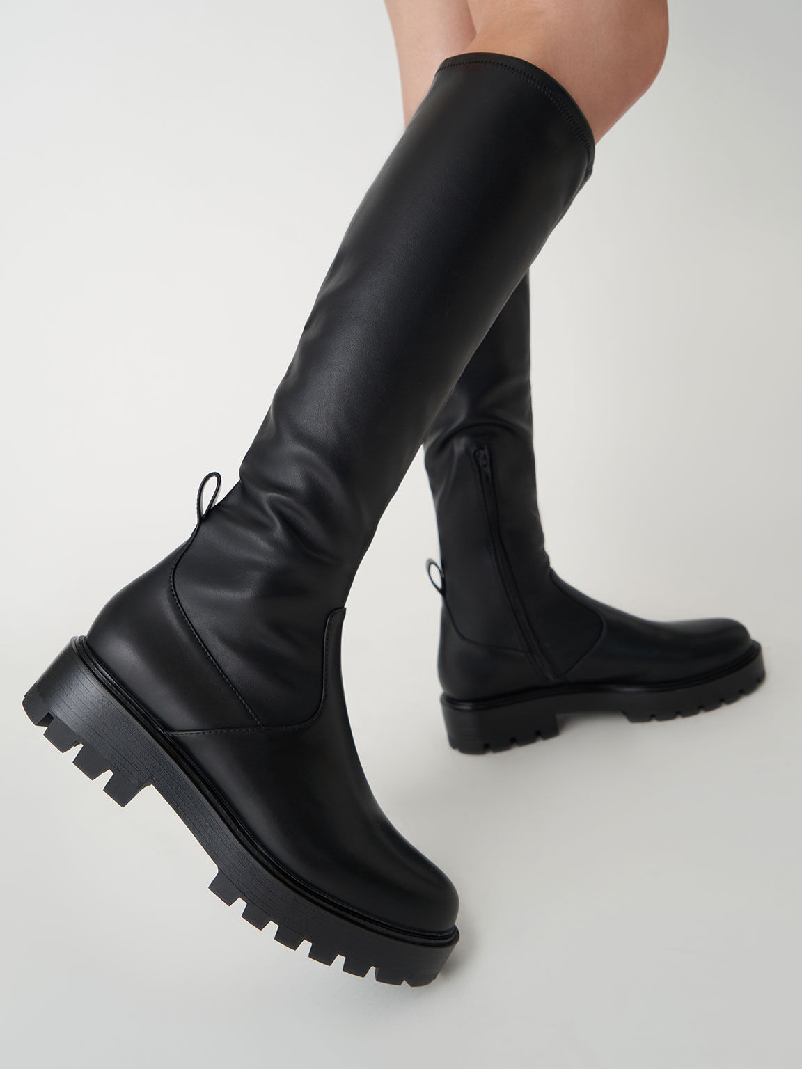 Knee-High Boots, Black, hi-res