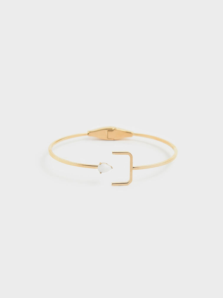 Moonstone Cuff Bracelet, Gold, hi-res
