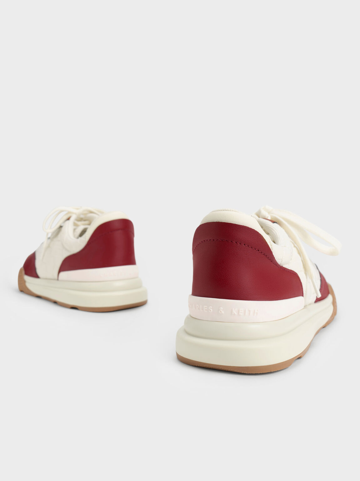 Nylon Low-Top Sneakers, Red, hi-res