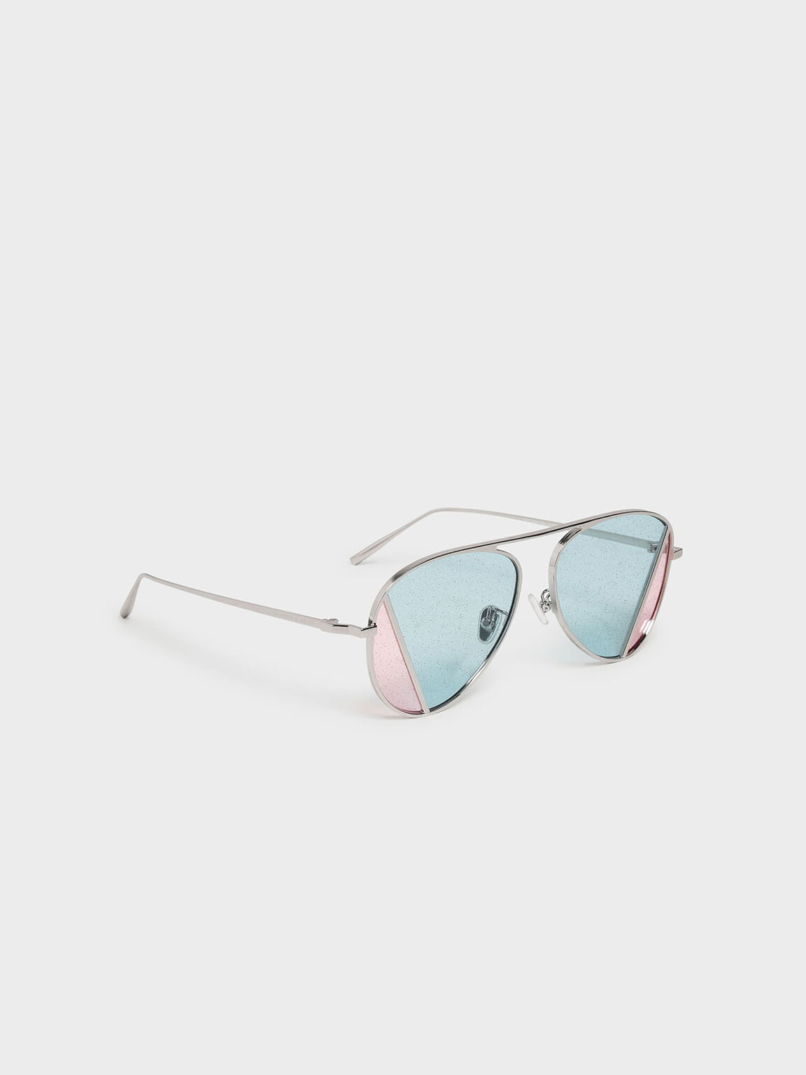 Two-Tone Aviator Sunglasses, Multi, hi-res