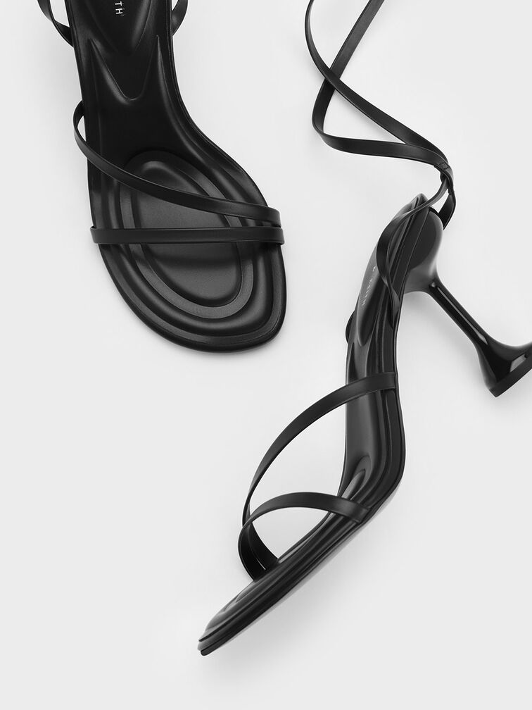 Sandalias Celestine de tiras con tacón escultural, Negro, hi-res