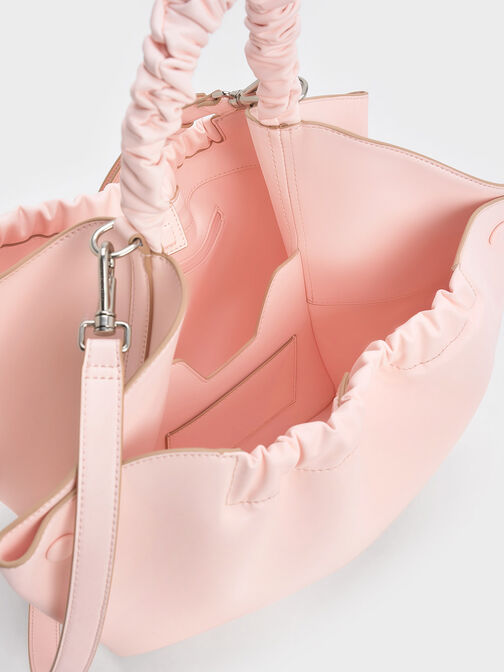 Eve Ruched-Handle Tote Bag, Light Pink, hi-res
