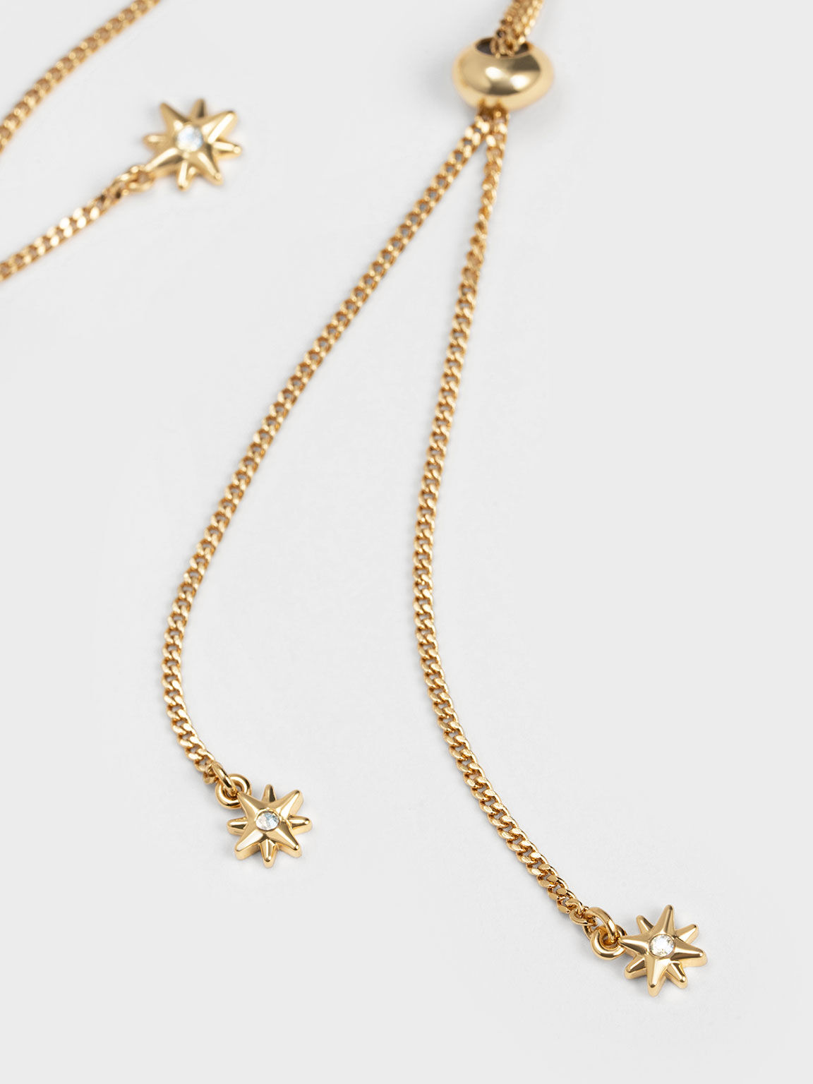 Star Motif Crystal-Embellished Double Necklace, Gold, hi-res