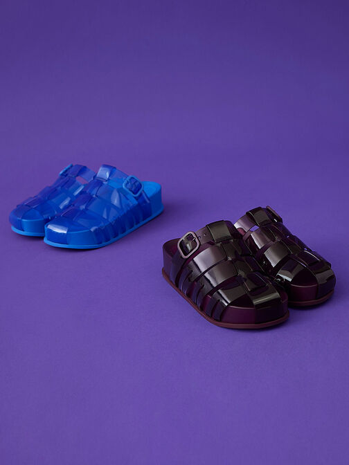 Sandales effet cage translucides Madison, Bleu, hi-res