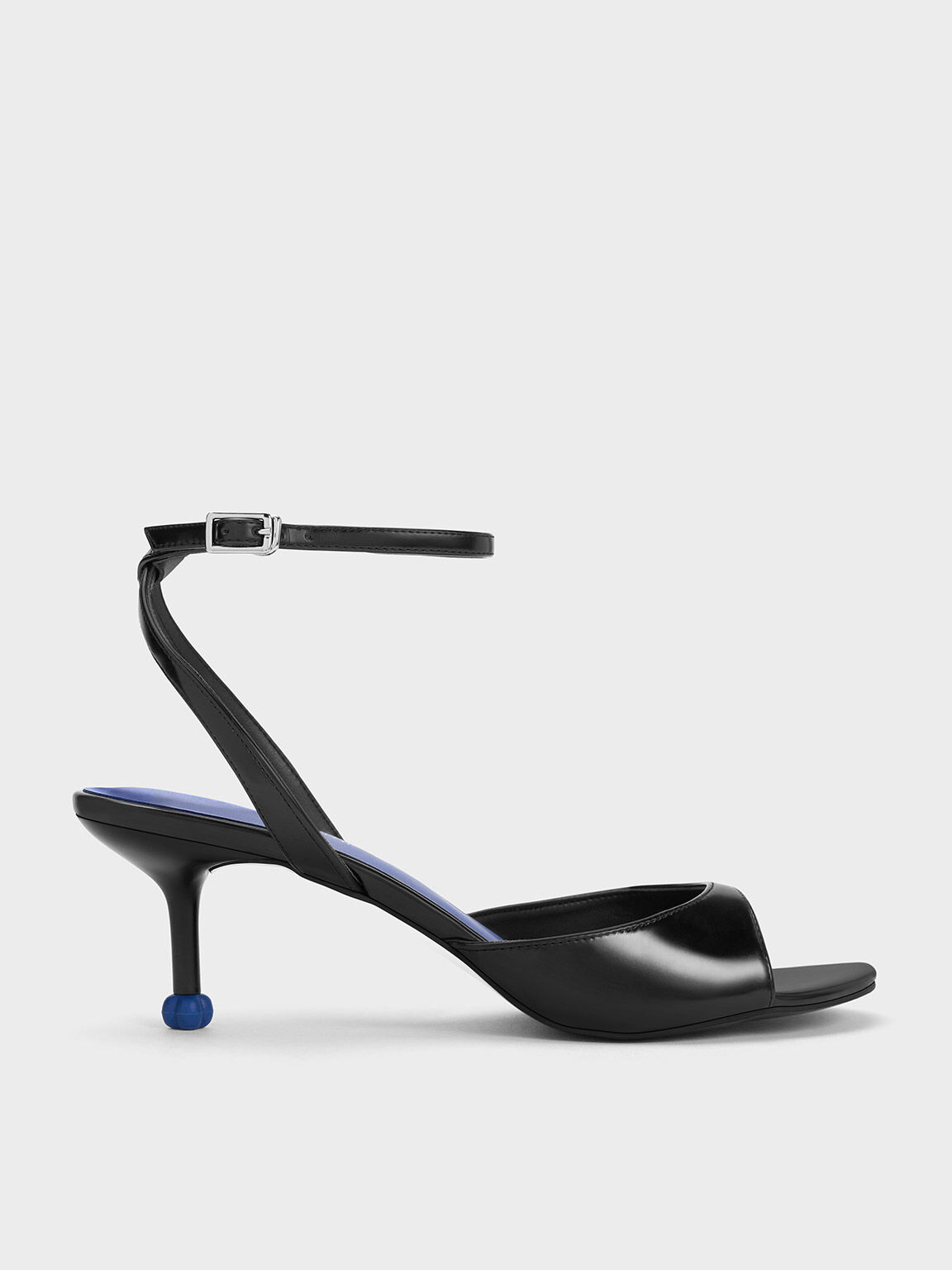 Sculptural Heel Ankle-Strap Pumps, Black, hi-res