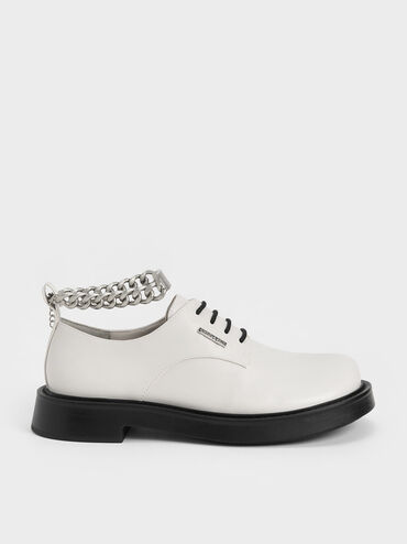 Chaussures Derby à chaîne épaisse, Blanc, hi-res