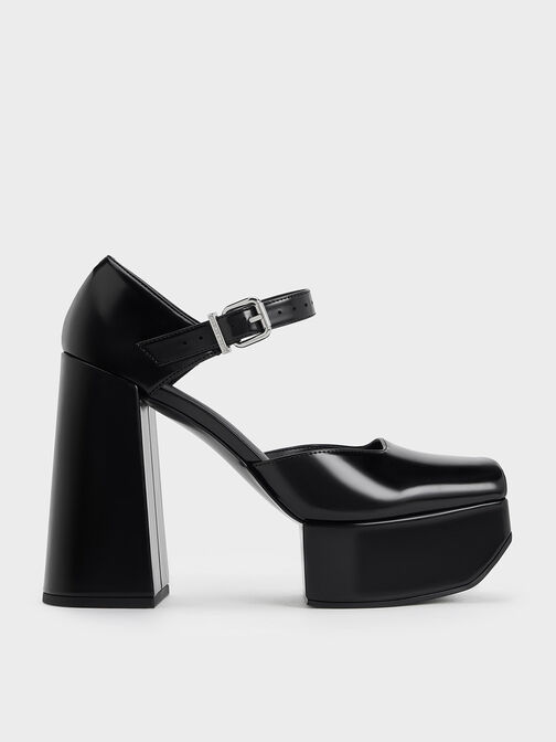 Zapatos de tacón d'Orsay Shayla con plataforma, Negro pulido, hi-res