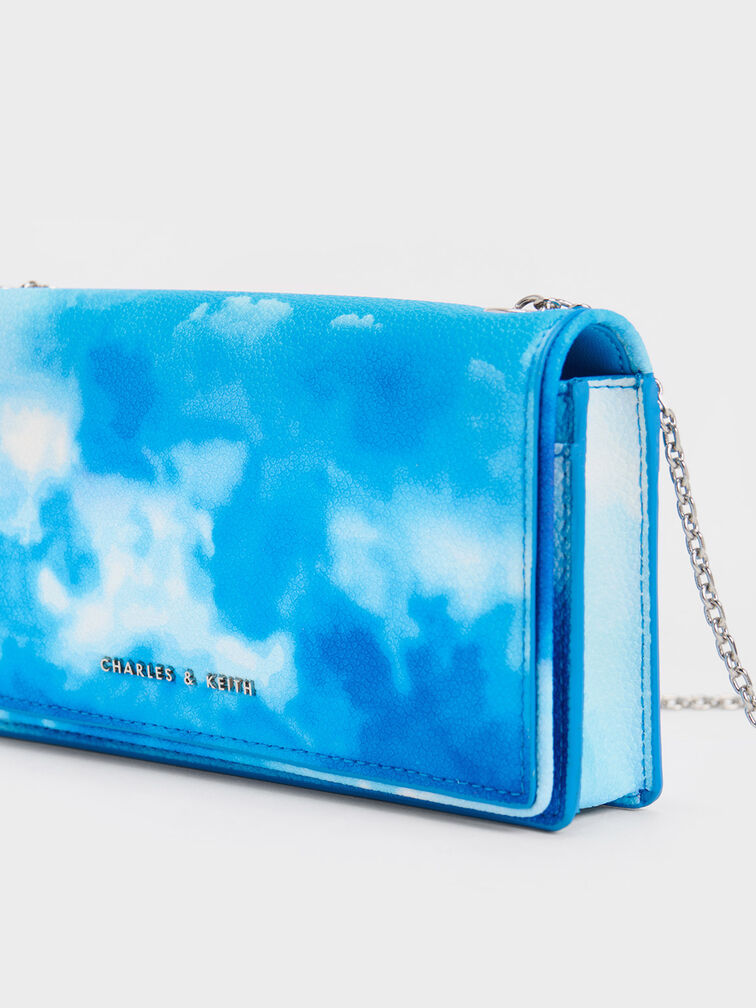 Bolso acolchado con estampado de nubes, Multicolor, hi-res