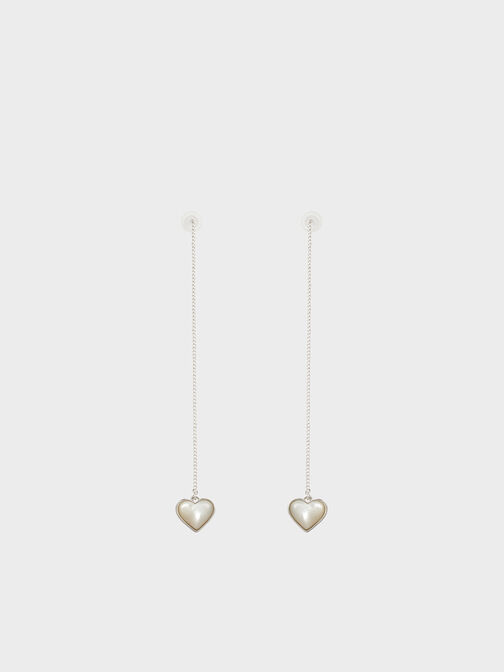 Boucles d'oreilles pendantes en forme de cœur Annalise, Argent, hi-res