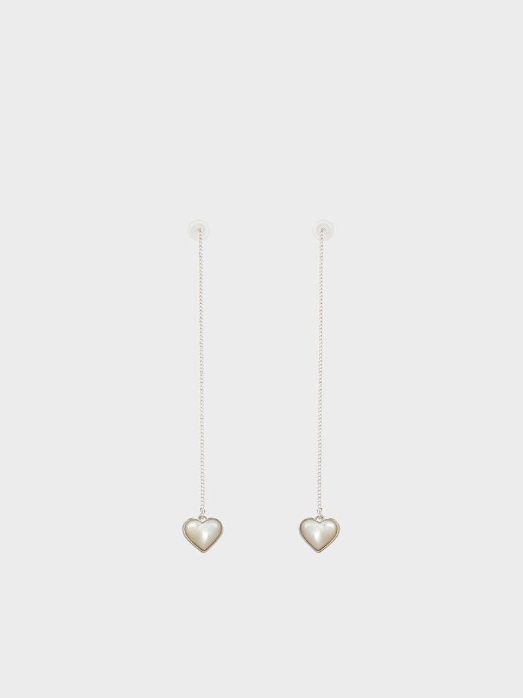 Boucles d'oreilles pendantes en forme de cœur Annalise, Argent, hi-res