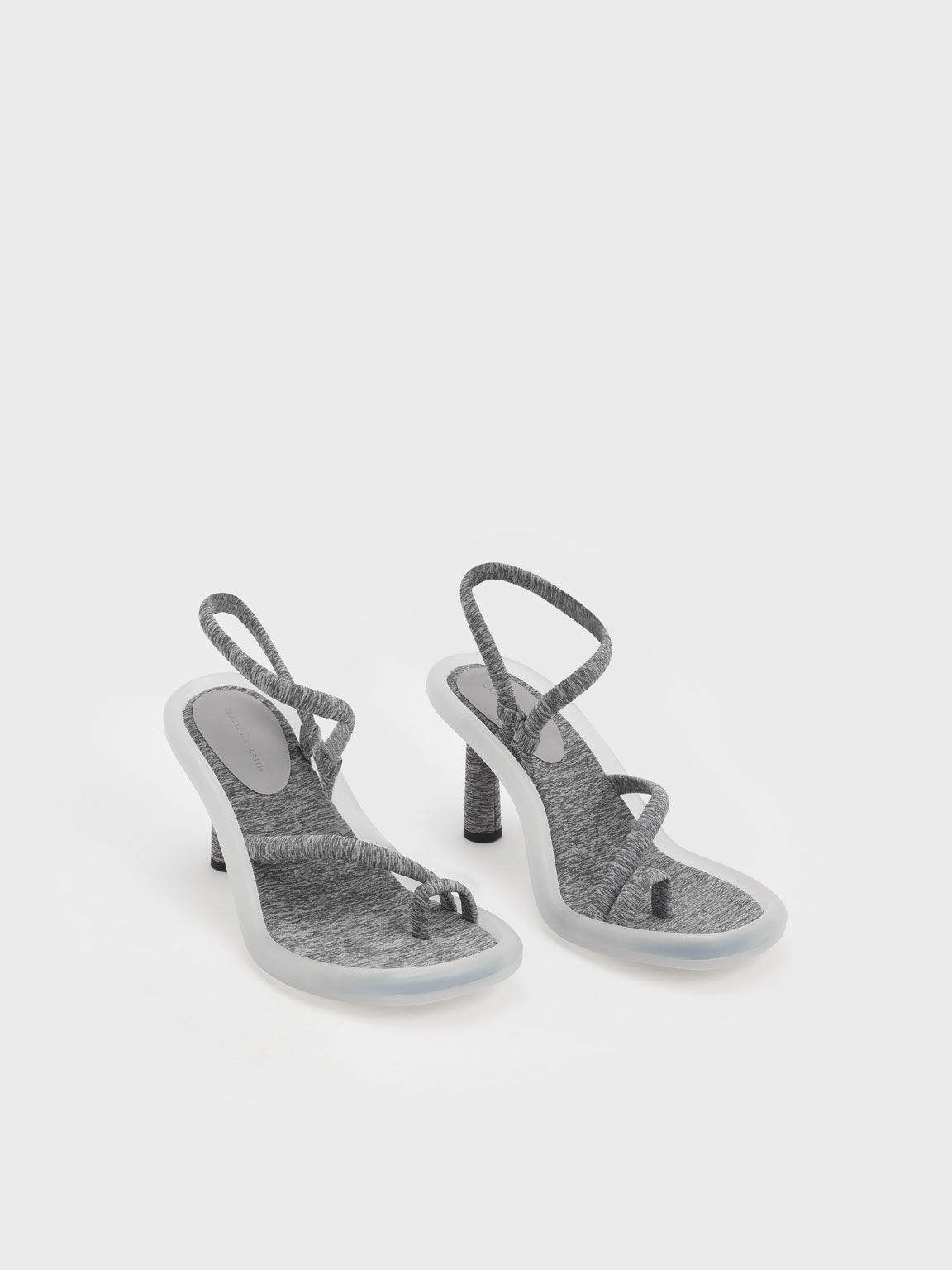 Electra Recycled Polyester Toe-Loop Heeled Sandals, Light Grey, hi-res