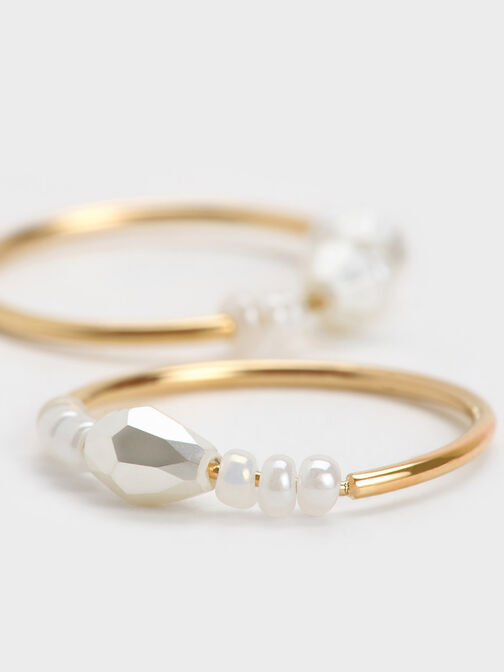 Luxem Beaded Two-Ring Set, Pearl, hi-res