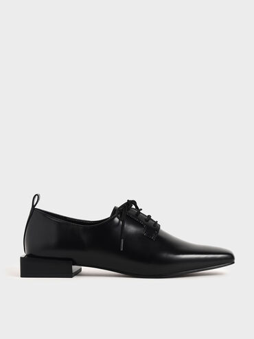 Square Toe Oxford Shoes, Black, hi-res