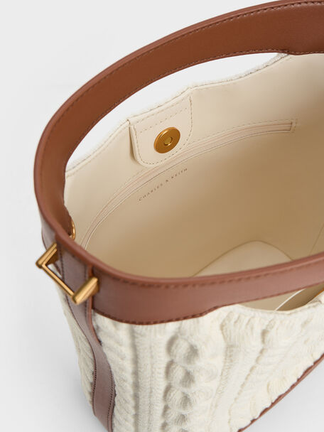 Apolline Textured Knit Bucket Bag, Cream, hi-res