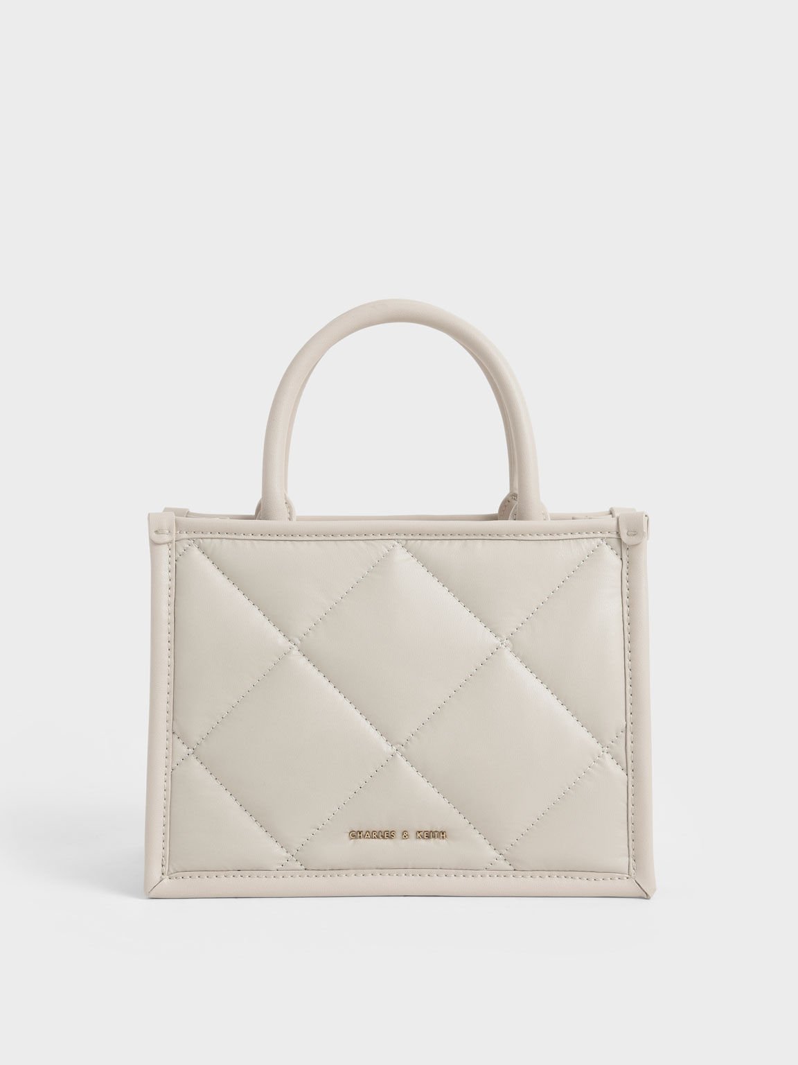 Quilted Double Handle Tote Bag, Ivory, hi-res