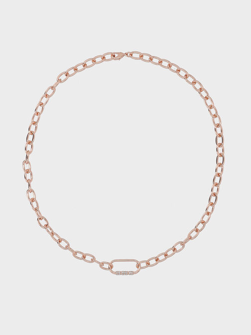 Reagan Crystal Chain-Link Necklace, Rose Gold, hi-res
