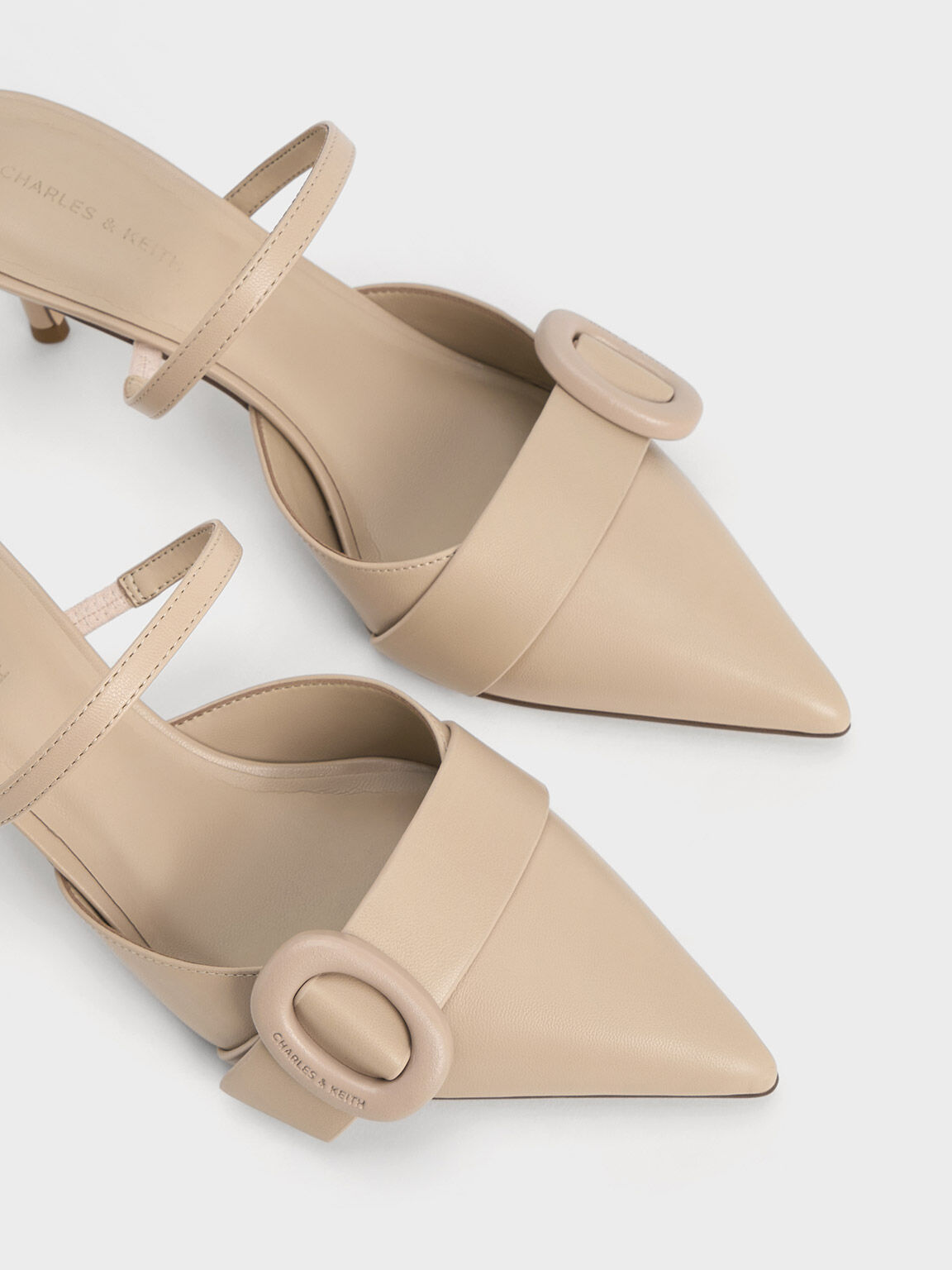 Beige Emmy Pointed-Toe Pumps - CHARLES & KEITH TR