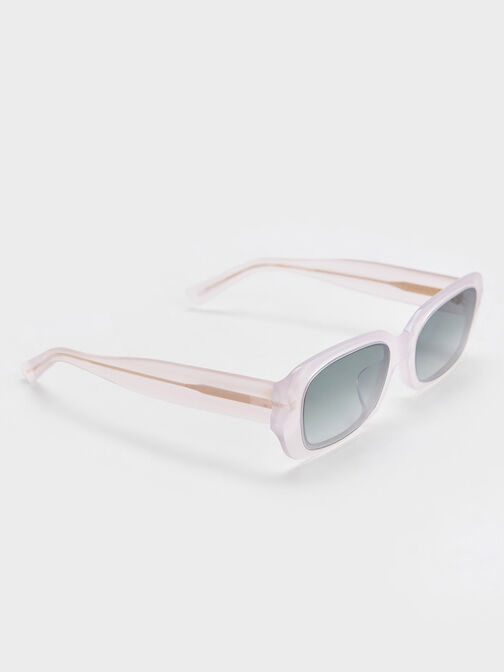 Gafas de sol angulosas de acetato reciclado, Transparent, hi-res