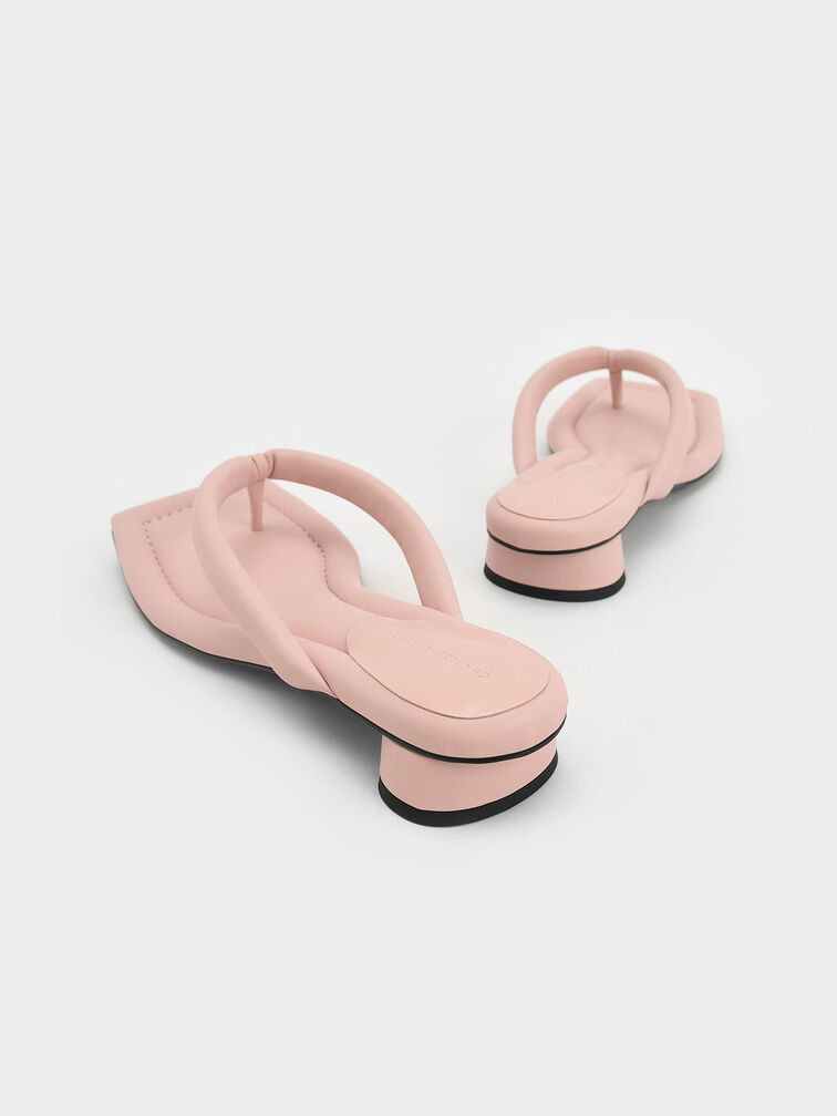 Light Pink Asymmetric-Toe Puffy Thong Sandals - CHARLES & KEITH HU
