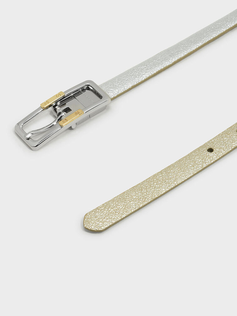 Glitter Reversible Belt, Gold, hi-res