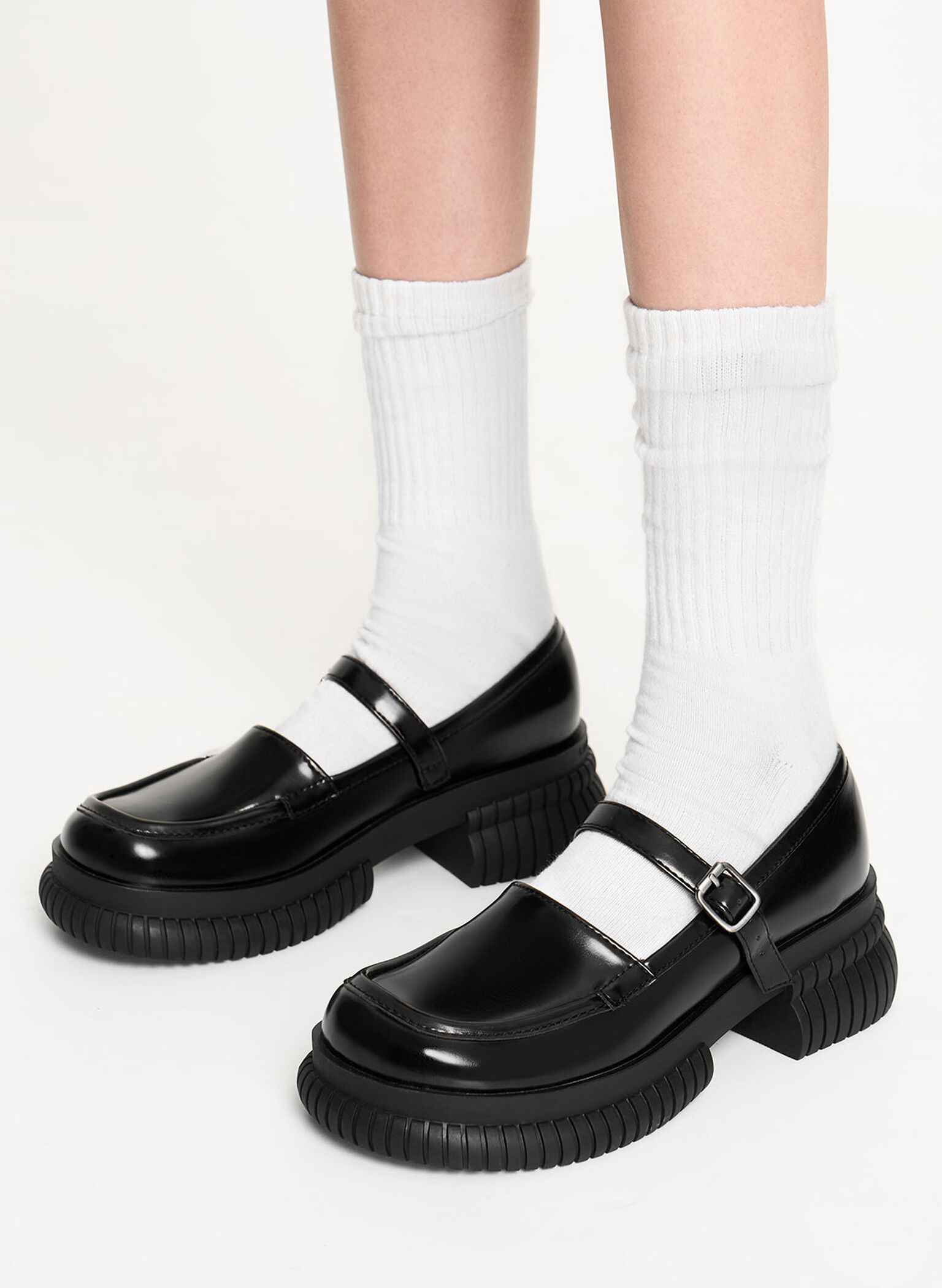 Black Buckled Mary Jane Loafers - CHARLES & KEITH DE