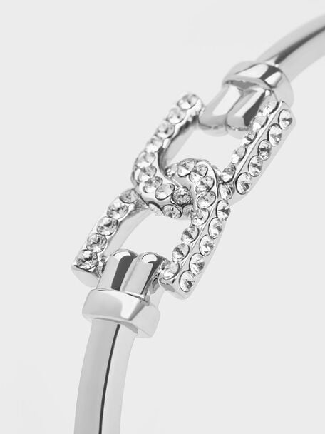 Bracelet manchette orné de cristaux Swarovski Gabine, Argent, hi-res