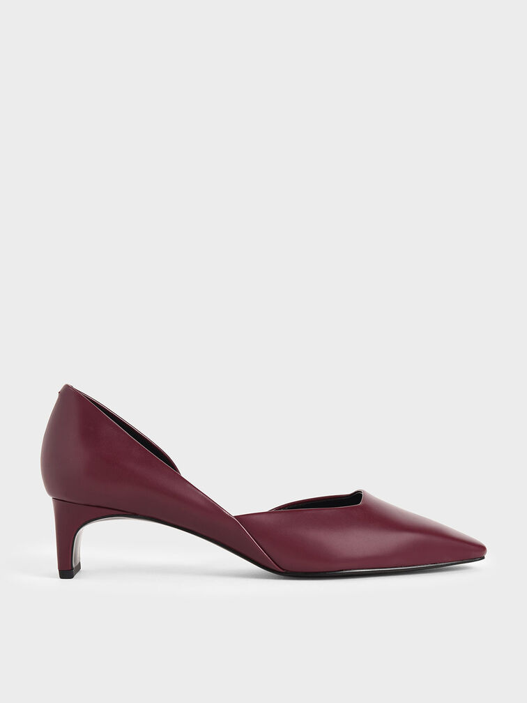 Square Toe D'Orsay Court Shoes, Burgundy, hi-res