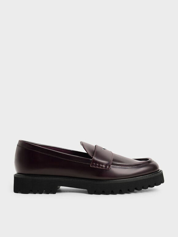 Chunky Penny Loafers, Burgundy, hi-res