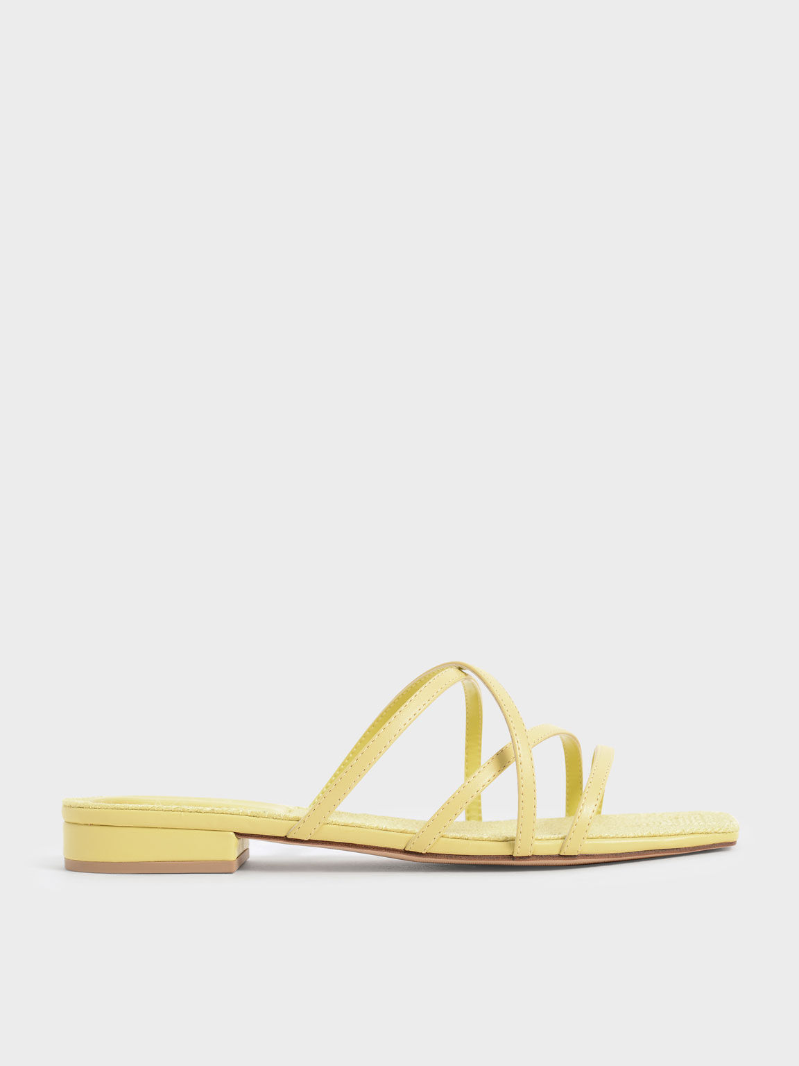 Strappy Square Toe Sandals, Yellow, hi-res