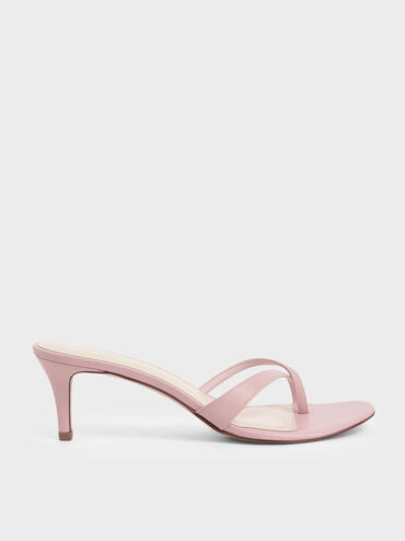 Toe Strap Heeled Sandals, Pink, hi-res