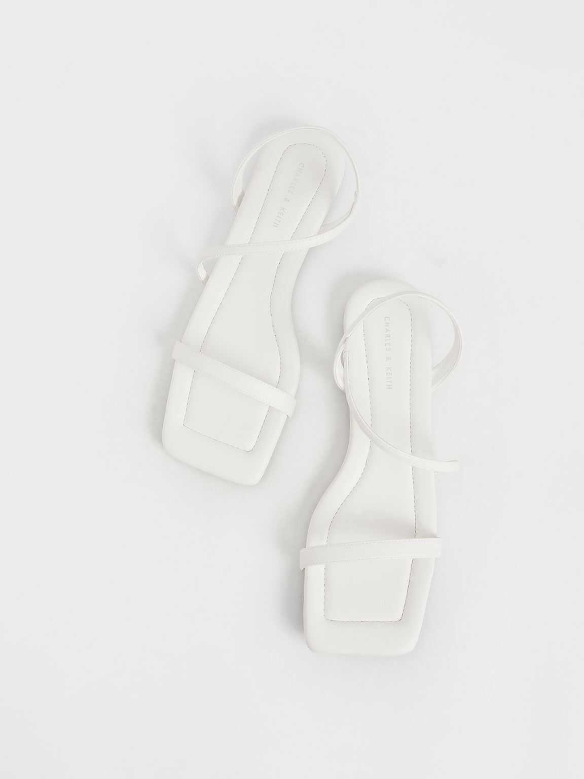 Strappy Flat Sandals, White, hi-res
