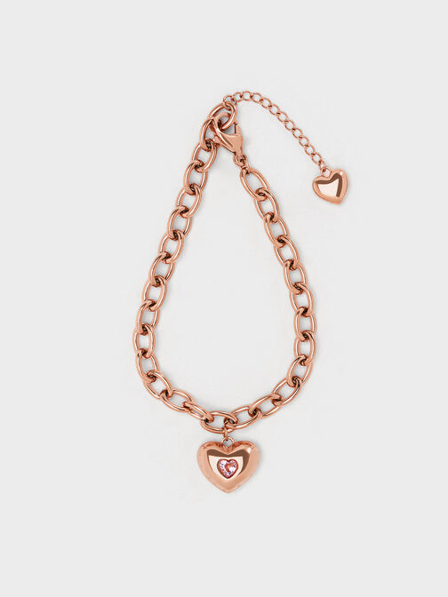 Bethania Heart Crystal Chain-Link Bracelet, Rose Gold, hi-res