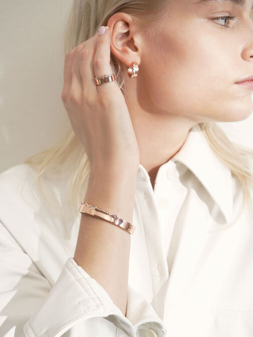 Swarovski® Crystal Studded Bracelet, Rose Gold, hi-res