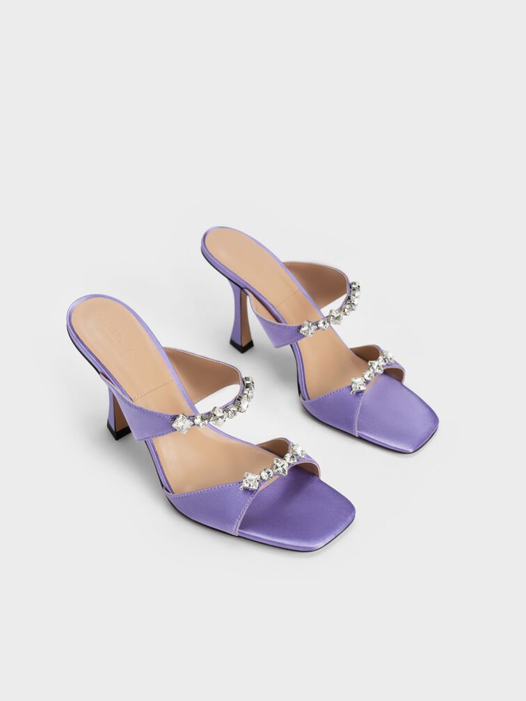 Sandalias de tacón metalizadas con gemas incrustadas, Púrpura, hi-res