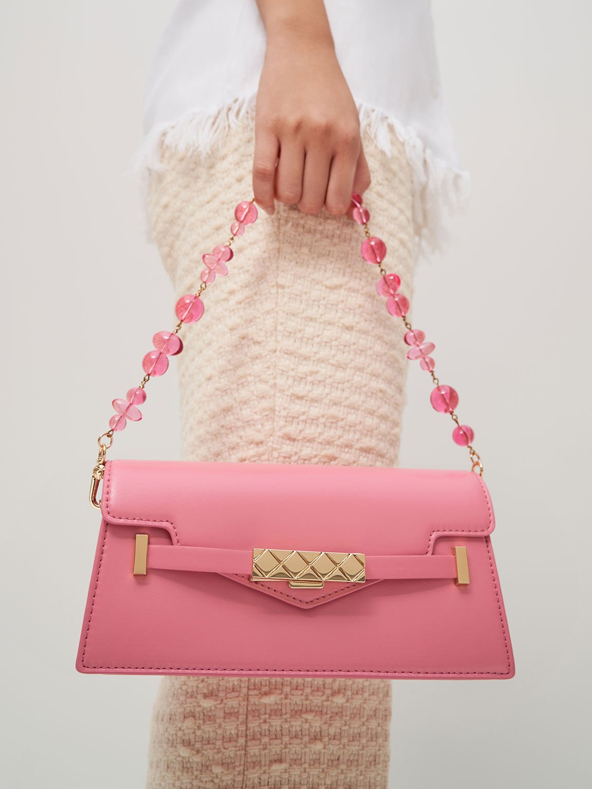Mini Sabrina Envelope Shoulder Bag, Pink, hi-res