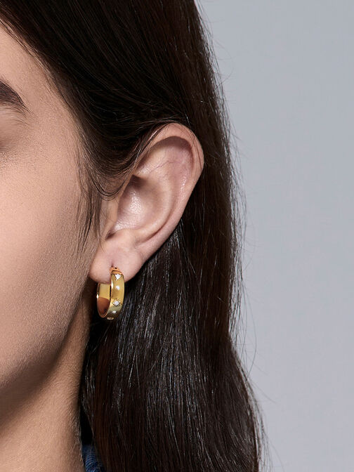 Leonora Small Hoop Earrings, Gold, hi-res