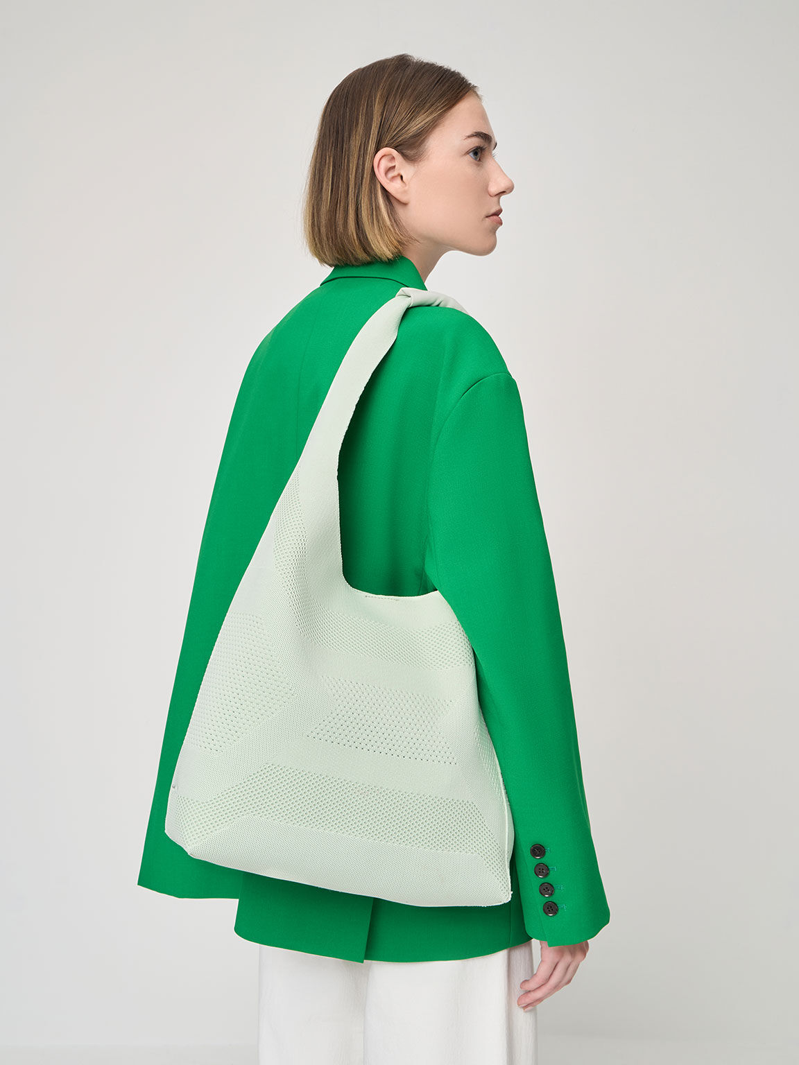 Lorain Knitted Hobo Bag, Mint Green, hi-res