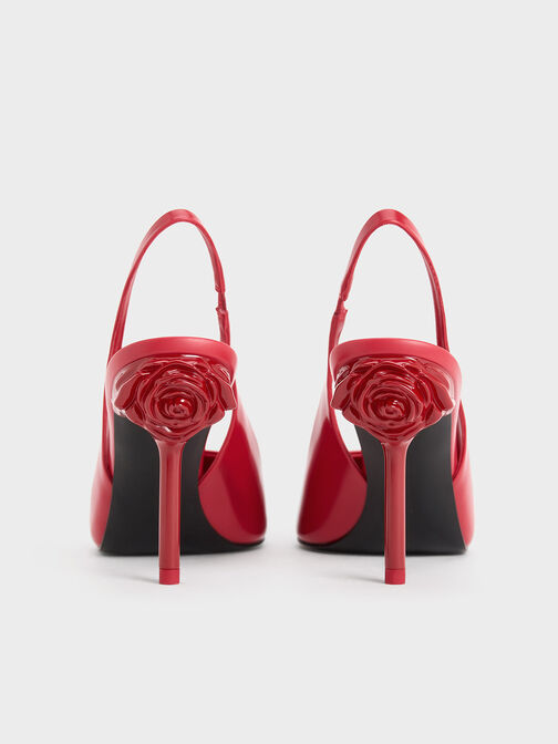 Zapatos de tacón de rosa destalonados Flor, Rojo, hi-res