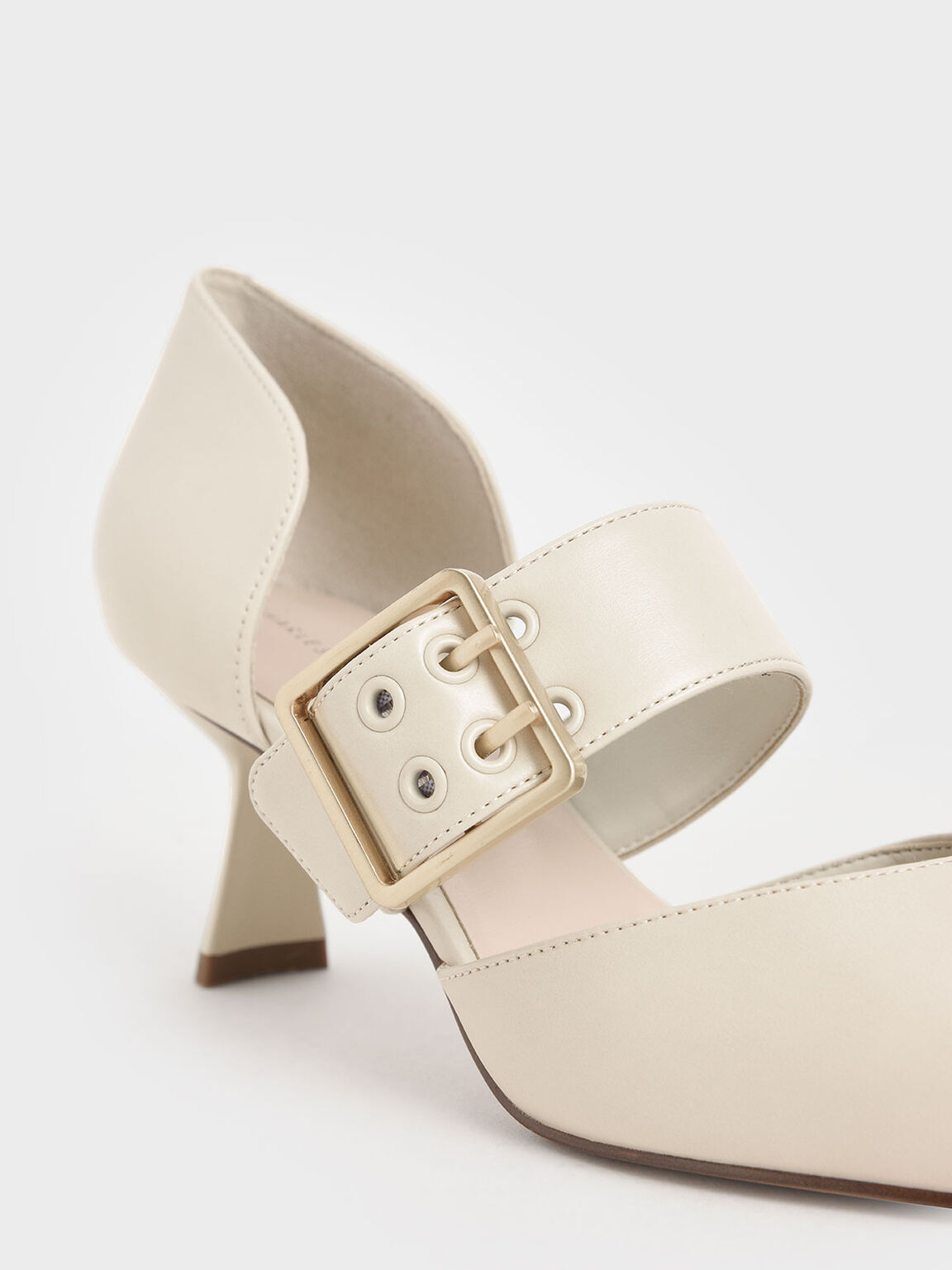 Oversized Buckle Pointed Toe Pumps, Chalk, hi-res