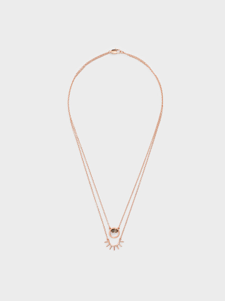Swarovski® Crystal Pendant Princess Necklace, Rose Gold, hi-res