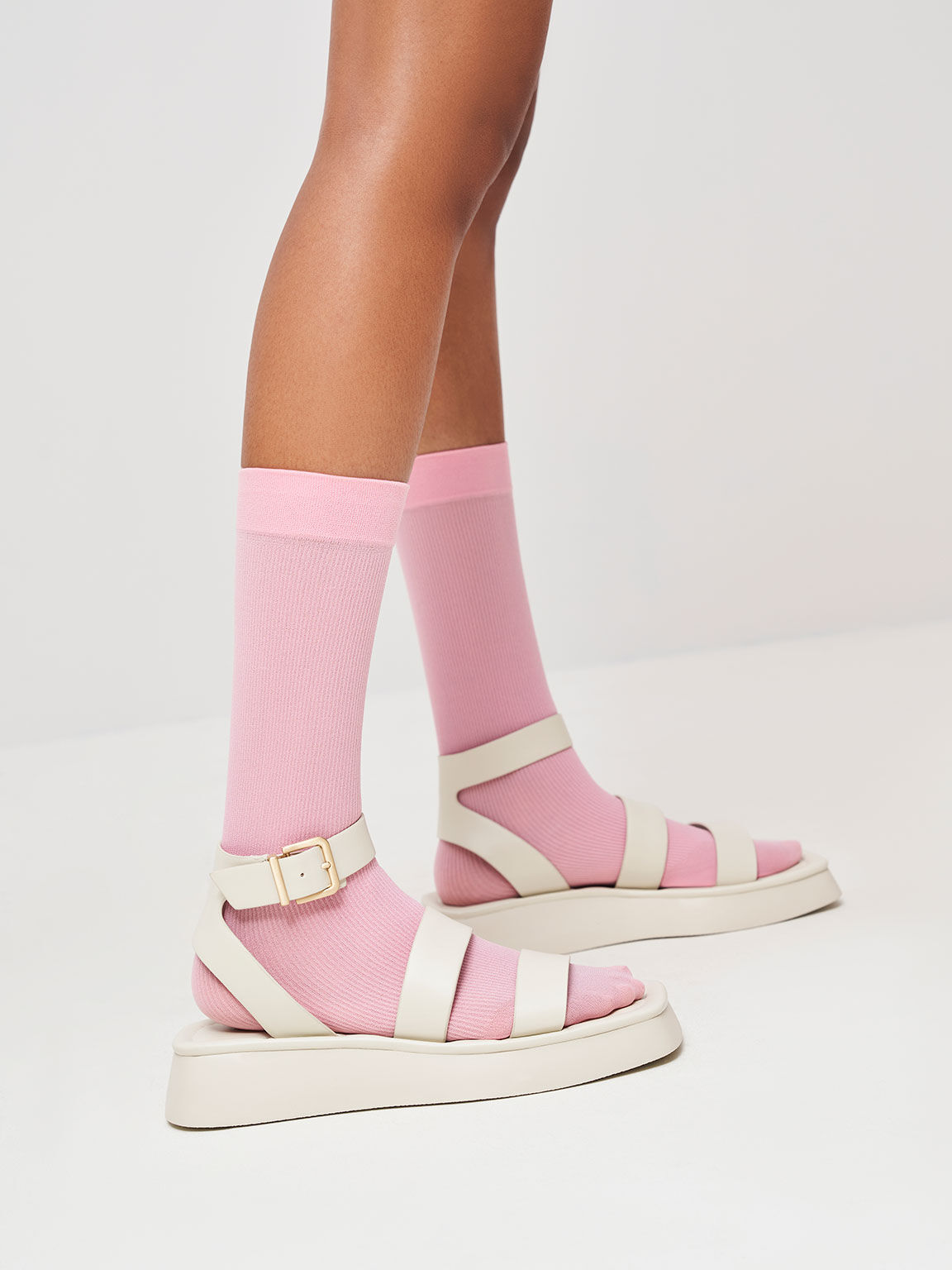 Square Toe Ankle-Strap Sandals, Chalk, hi-res