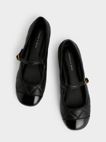 Chaussures Mary Jane matelassées, Noir, hi-res