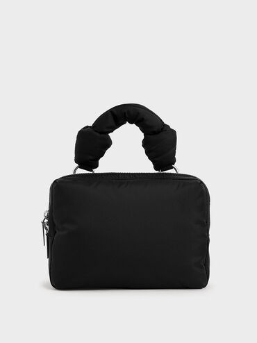 Knotted Boxy Bag, Black, hi-res