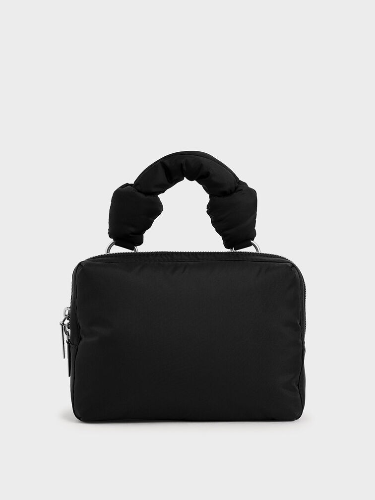 Knotted Boxy Bag, Black, hi-res