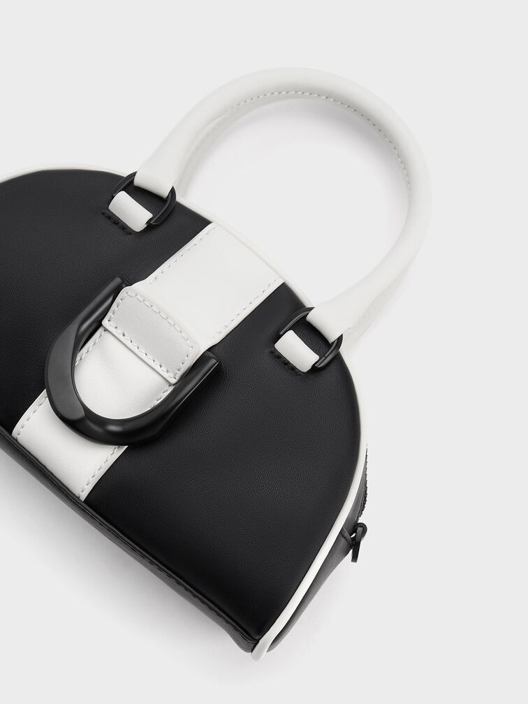 Gabine Two-Tone Leather Top Handle Bag, Black, hi-res