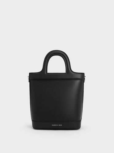 Bronte Top Handle Bucket Bag, Black, hi-res