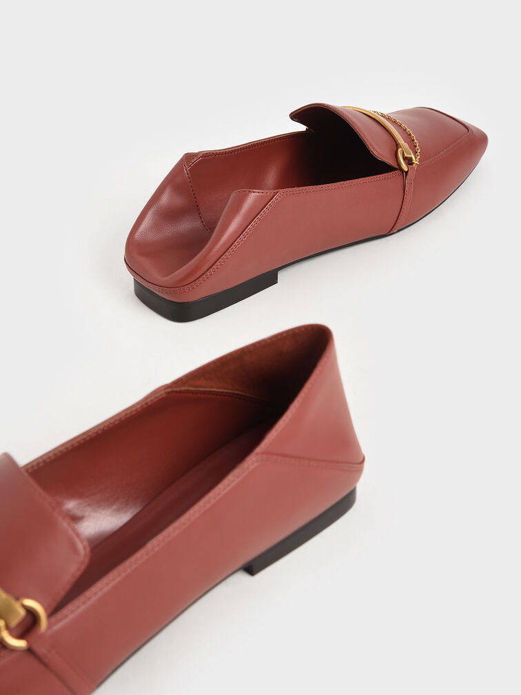Metallic Accent Loafers, Rouge, hi-res