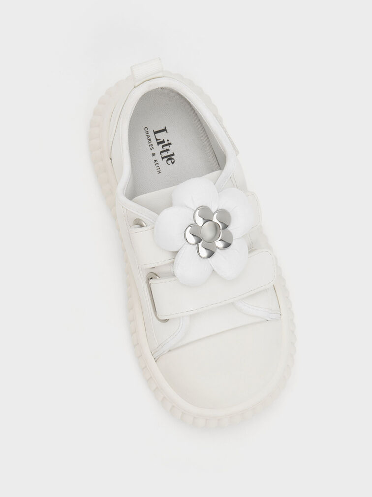 Zapatillas deportivas de flores Puffy para niña, Blanco, hi-res