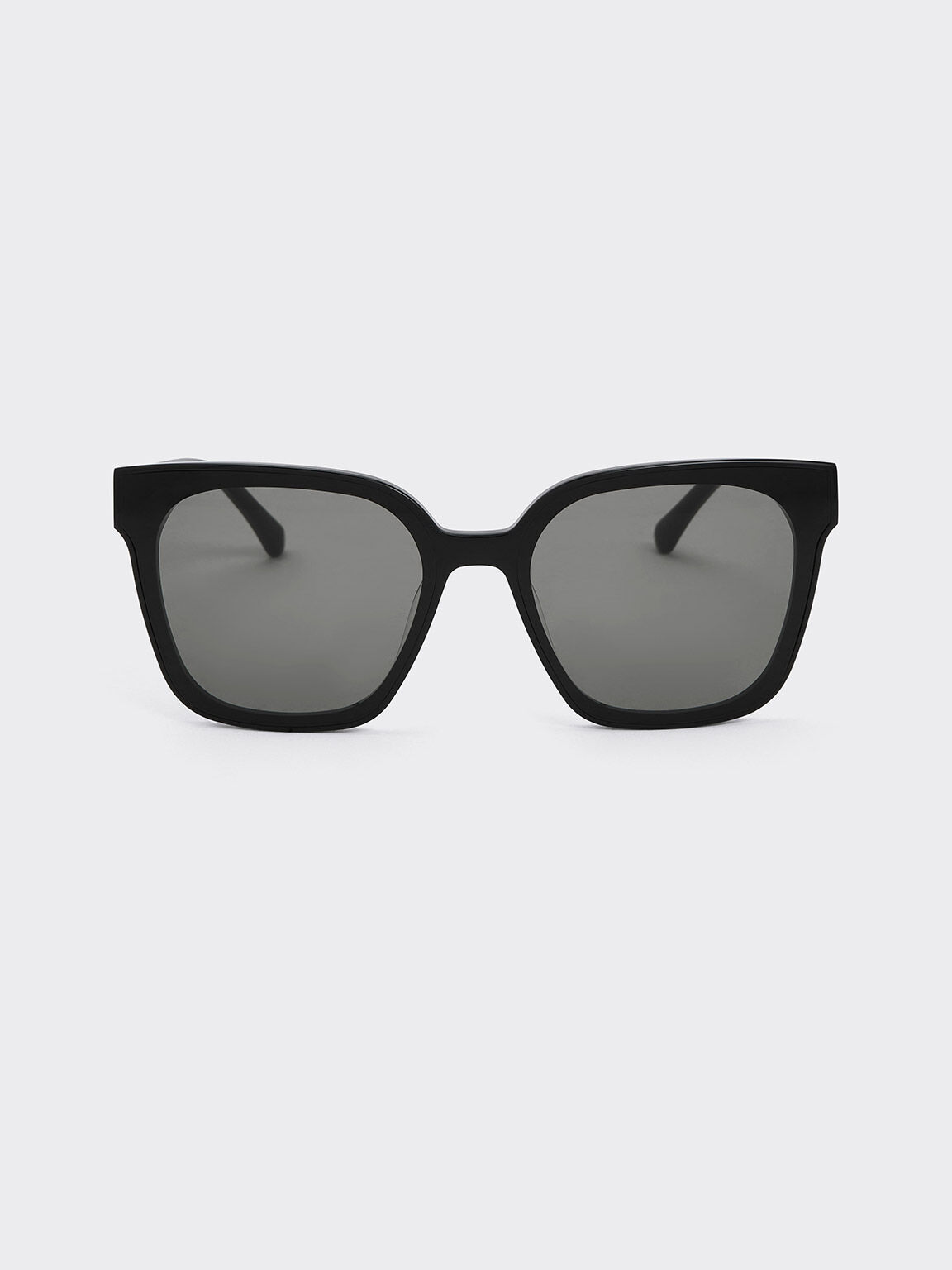 Square Thick-Frame Sunglasses, Black, hi-res
